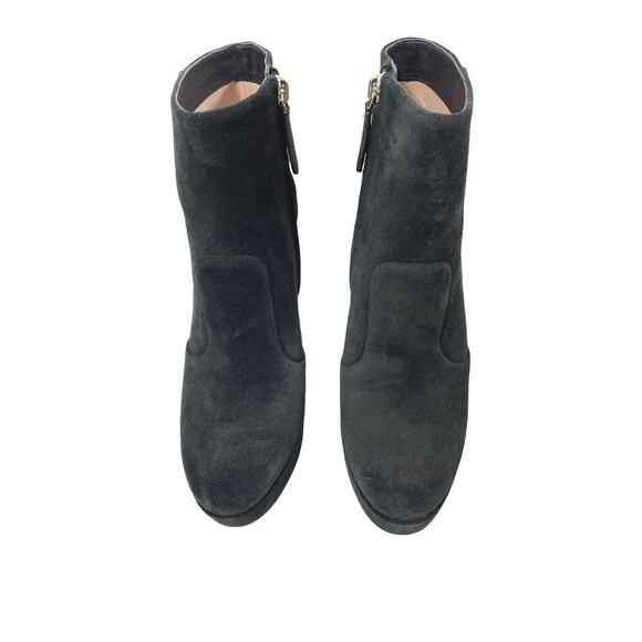 Kate Spade Barrett Ankle Booties Logo Black Suede Side Zip - Picture 2 of 11